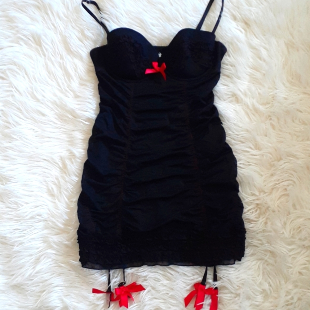 Victoria's Secret Sexy Little Things Black Lace Babydoll Nightie Size 36C